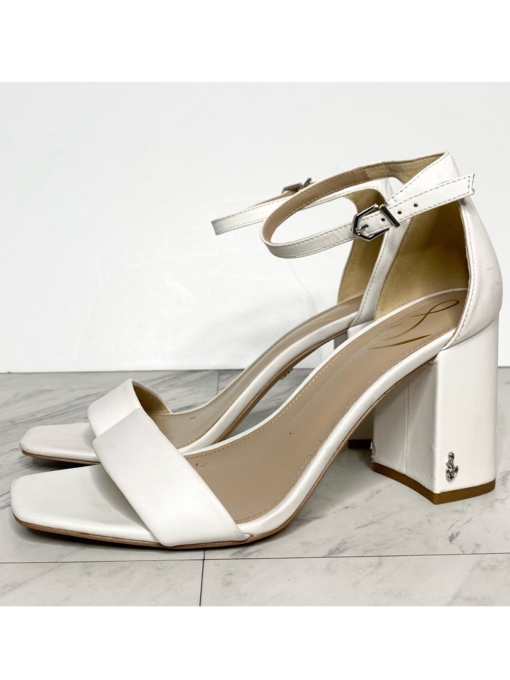 Sam Edelman Daniella White Leather Heeled Sandal 9M